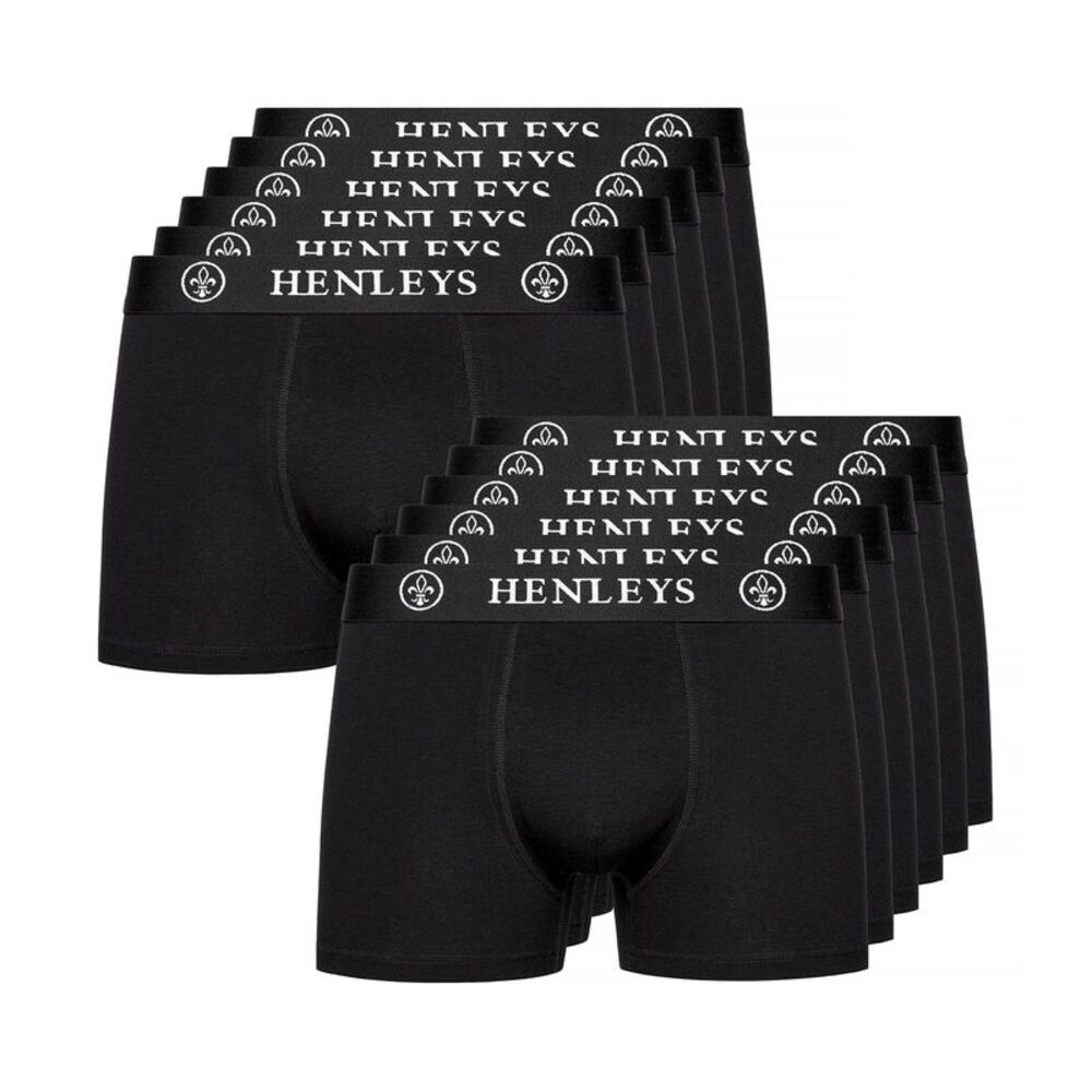 Henleys Mens McBlacken Boxer Shorts (Pack of 12) / Black